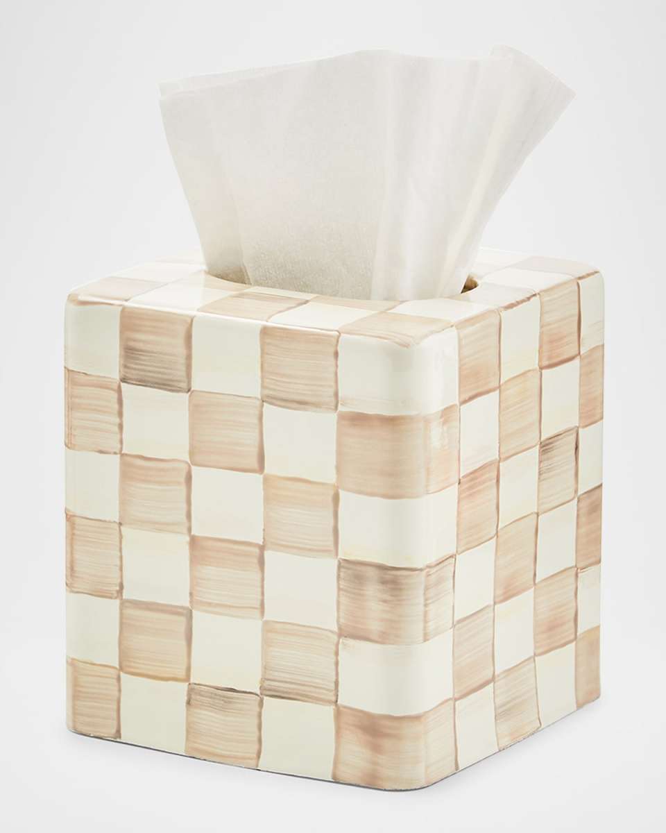 Mocha Check Boutique Tissue Box Cover